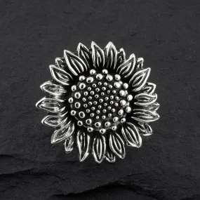 Large Mexican Silver Sunflower Ring