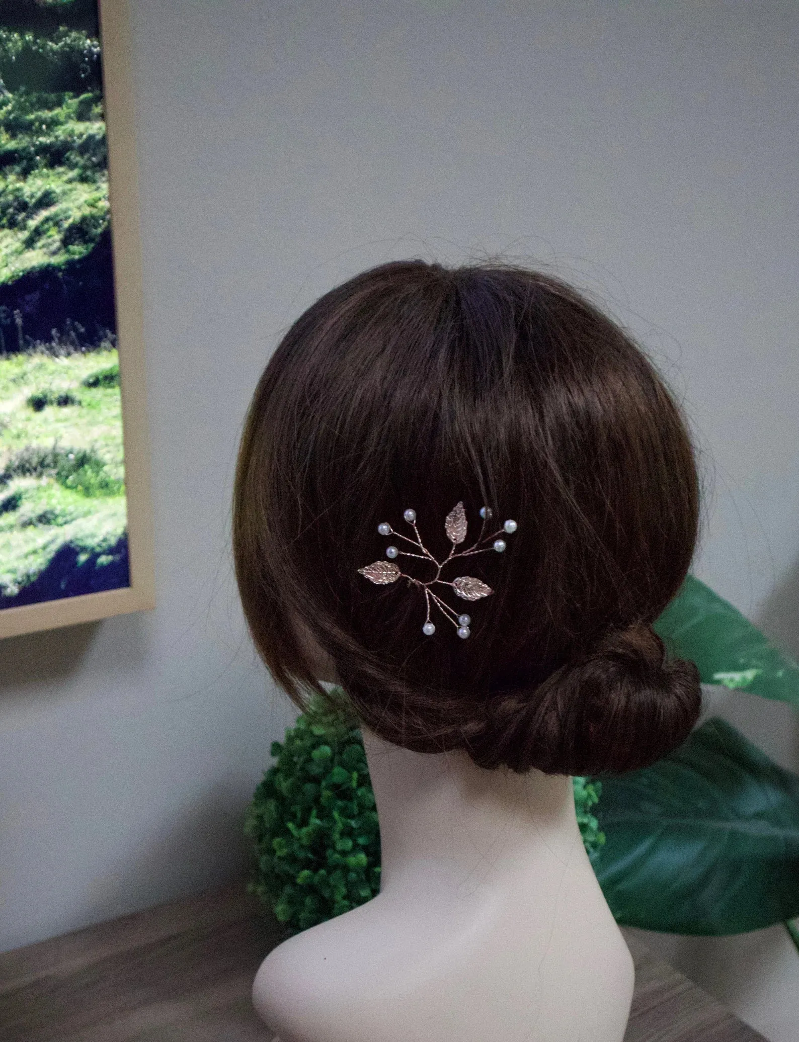 Leaf and Pearls hair pins - Angela
