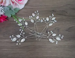 Leaf and Pearls hair pins - Angela