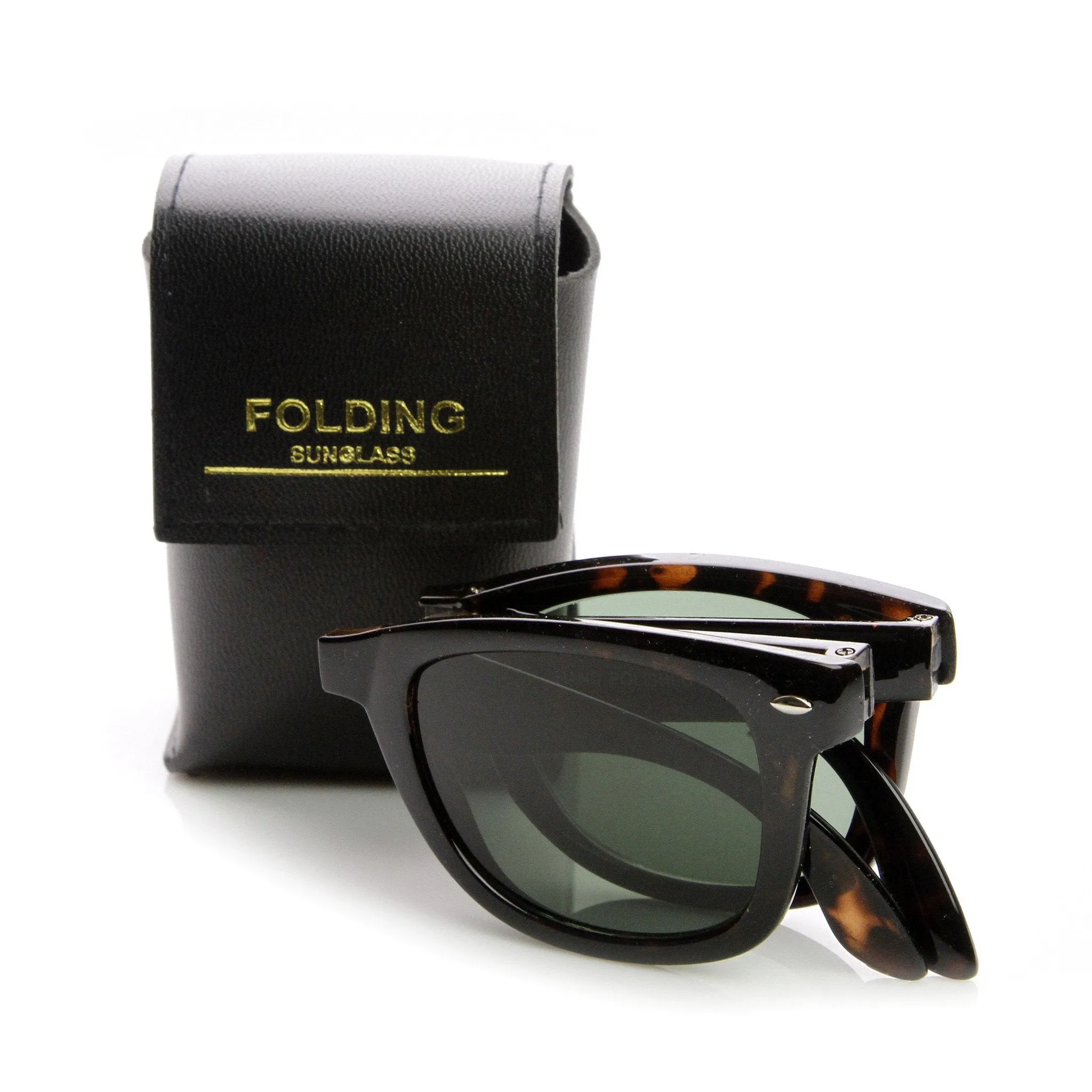 Limited Edition Folding Pocket Horned Rim Sunglasses   Case 8788