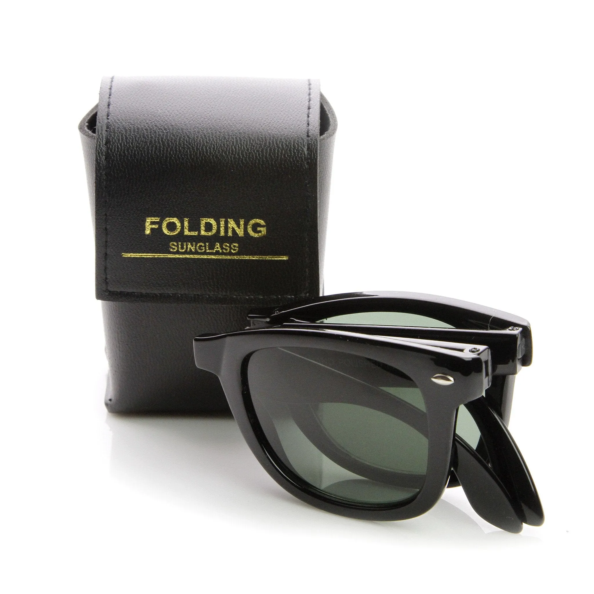 Limited Edition Folding Pocket Horned Rim Sunglasses   Case 8788