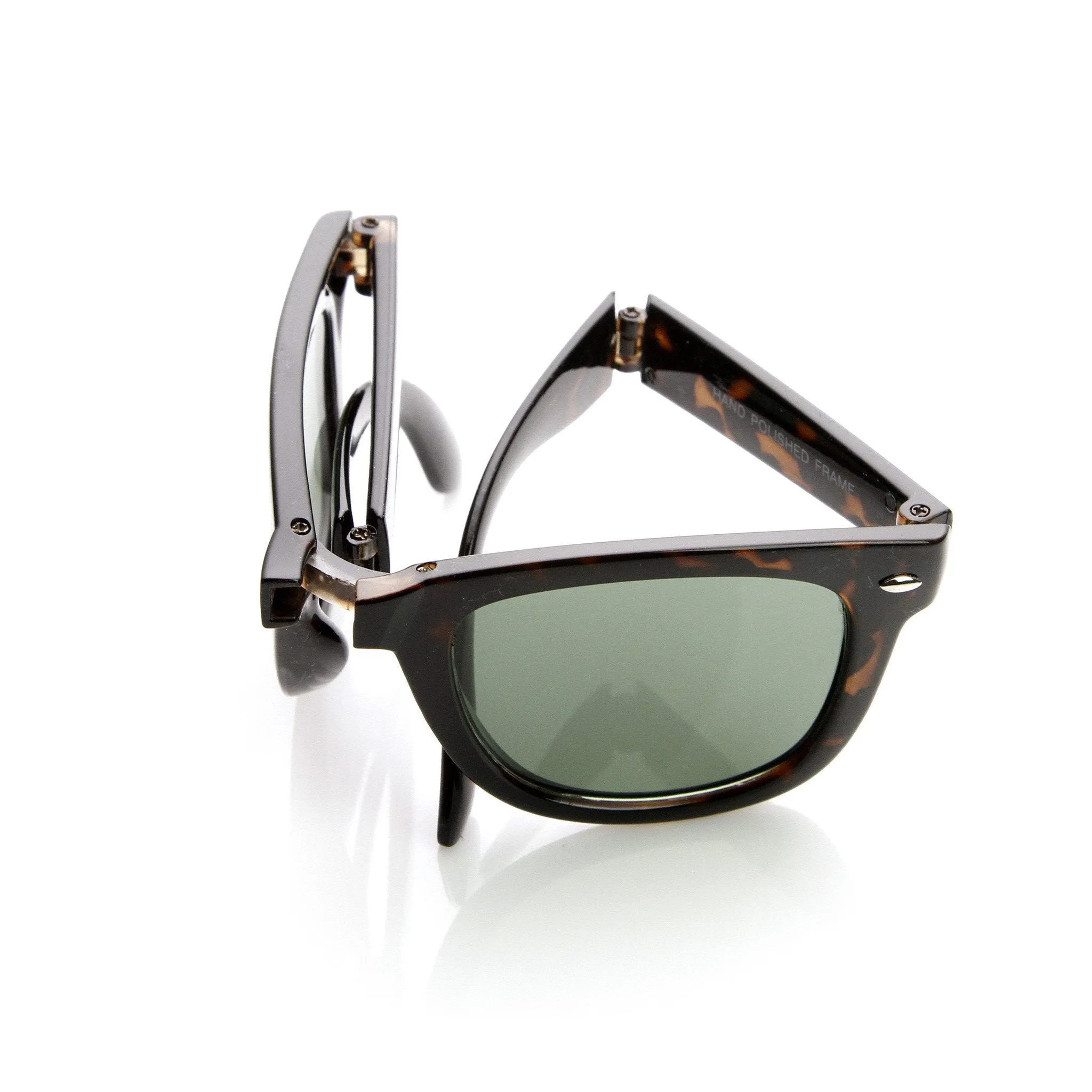 Limited Edition Folding Pocket Horned Rim Sunglasses   Case 8788