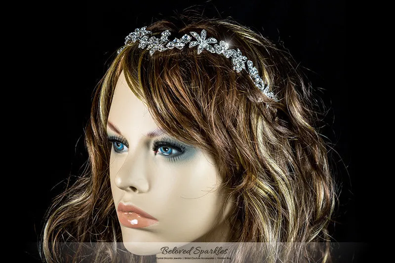 Loretta Flower Forehead Silver Headband | Swarovski Crystal