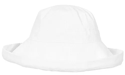 Lullaby Womens Summer Sun Protective Solid Color Packable Sun Bucket Hat White