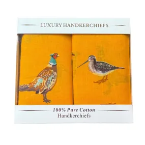Men's Cotton Handkerchiefs - Superior Game Birds (Box of 2)