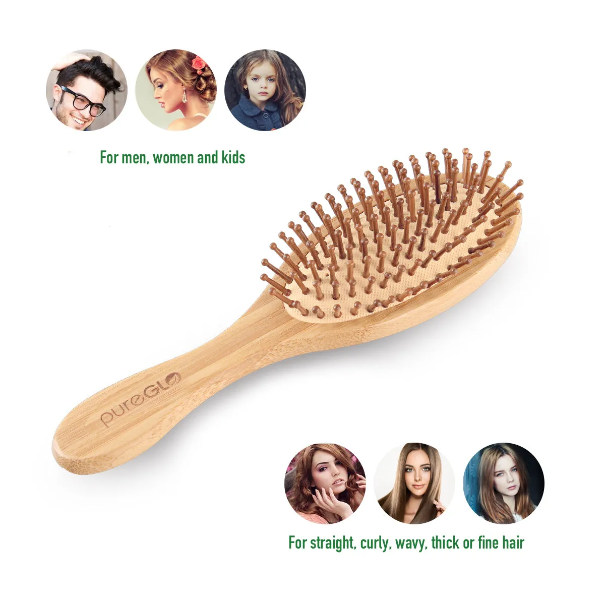 Natural Bamboo Paddle Hair Brush Oval
