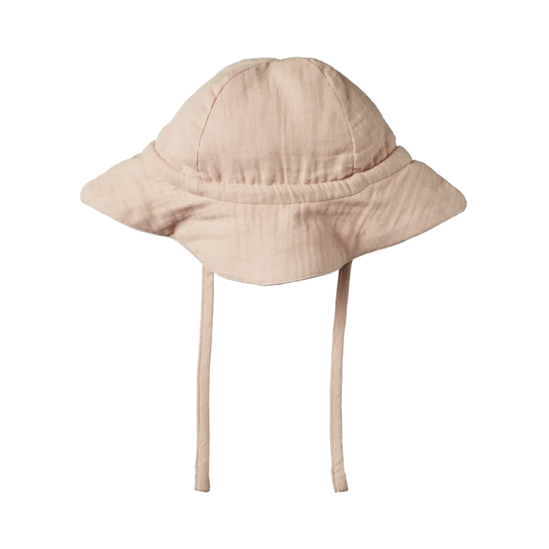 Nature Baby - Crinkle Muslin Sunhat - Rose Dust Crinkle