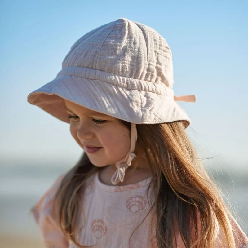 Nature Baby - Crinkle Muslin Sunhat - Rose Dust Crinkle