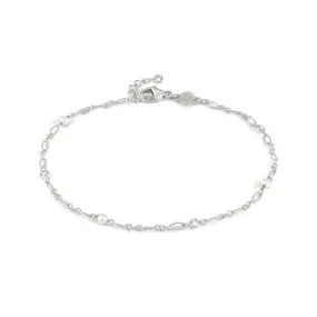 Nomination Anklets, Pearl Stone, White Cubic Zirconia, Silver