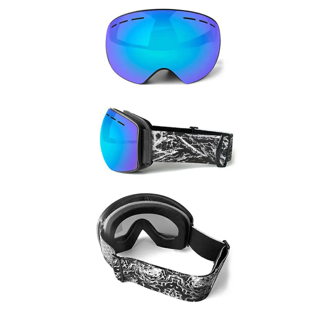 Obaolay - Motocross Goggles Winter Ski Sports Goggles Slim Frame UV Protection with Storage Case - Black / Silver