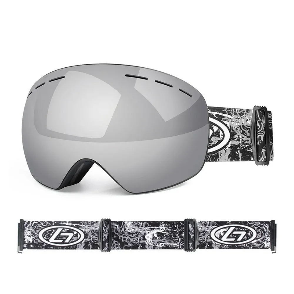 Obaolay - Motocross Goggles Winter Ski Sports Goggles Slim Frame UV Protection with Storage Case - Black / Silver