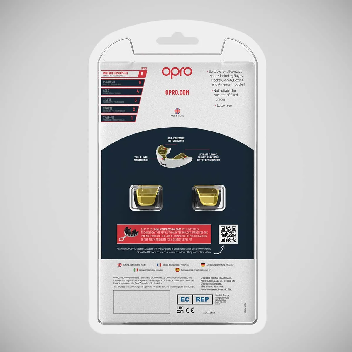 Opro Instant Custom-Fit Teeth Mouth Guard Black/Gold