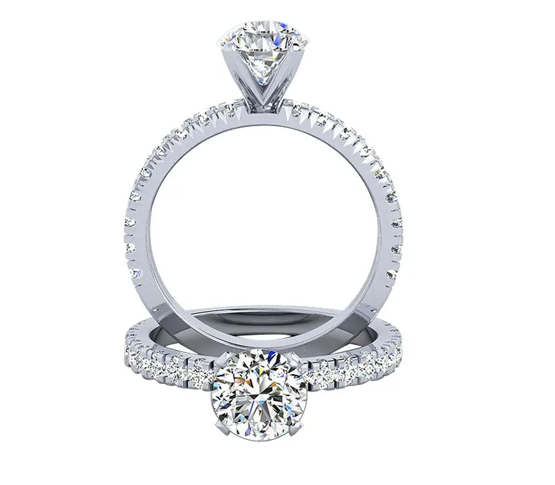 PAVÉ SETTING THREE QUARTER DIAMOND ENGAGEMENT RING