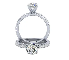 PAVÉ SETTING THREE QUARTER DIAMOND ENGAGEMENT RING