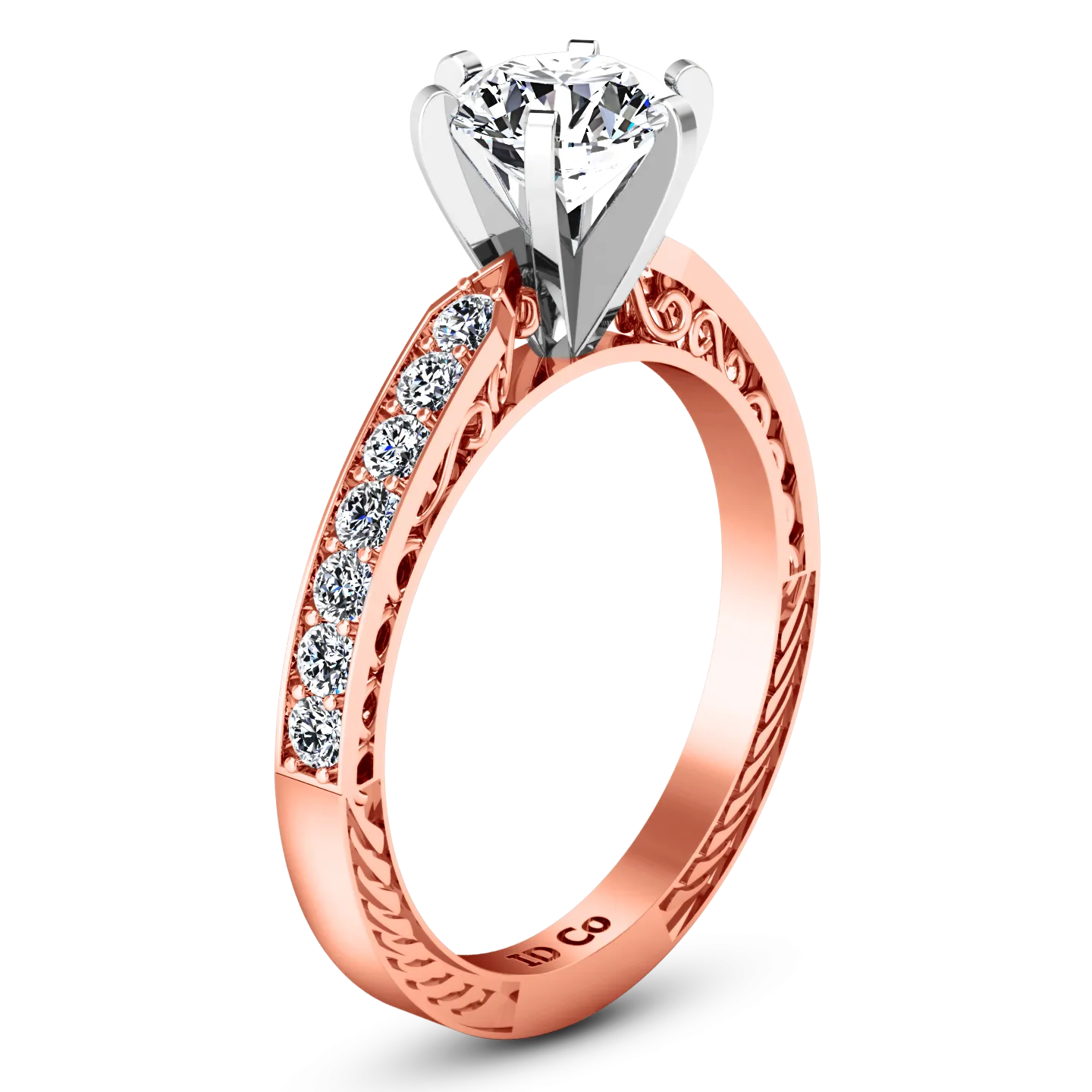 Pave Engagement Ring Arabesque 14K Rose Gold