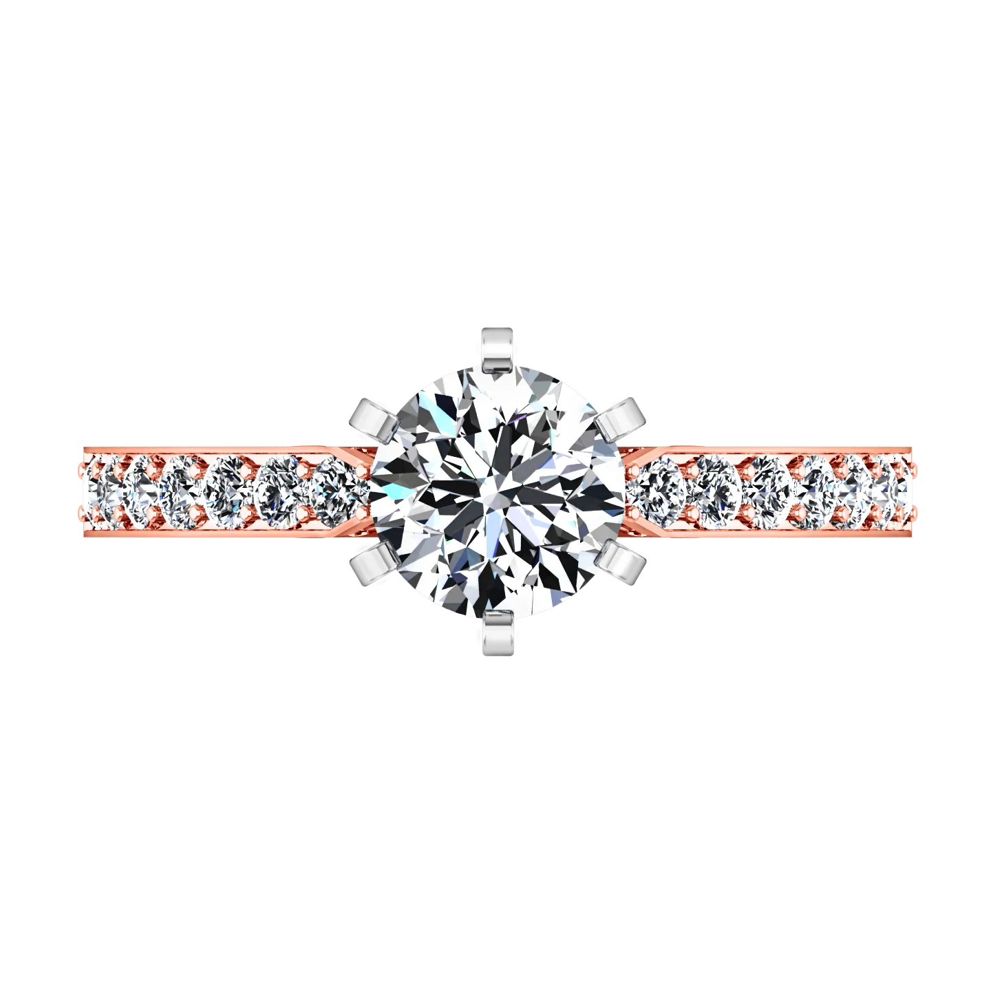 Pave Engagement Ring Arabesque 14K Rose Gold