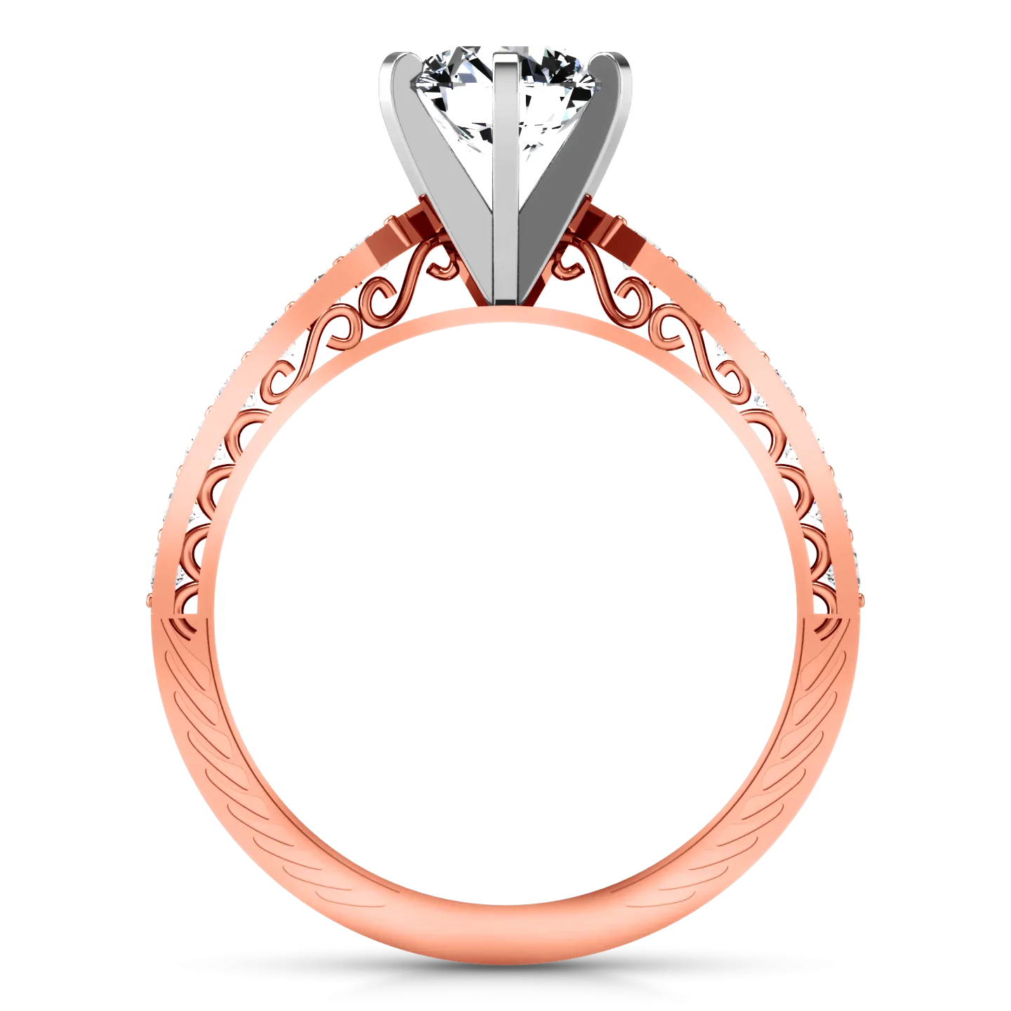 Pave Engagement Ring Arabesque 14K Rose Gold