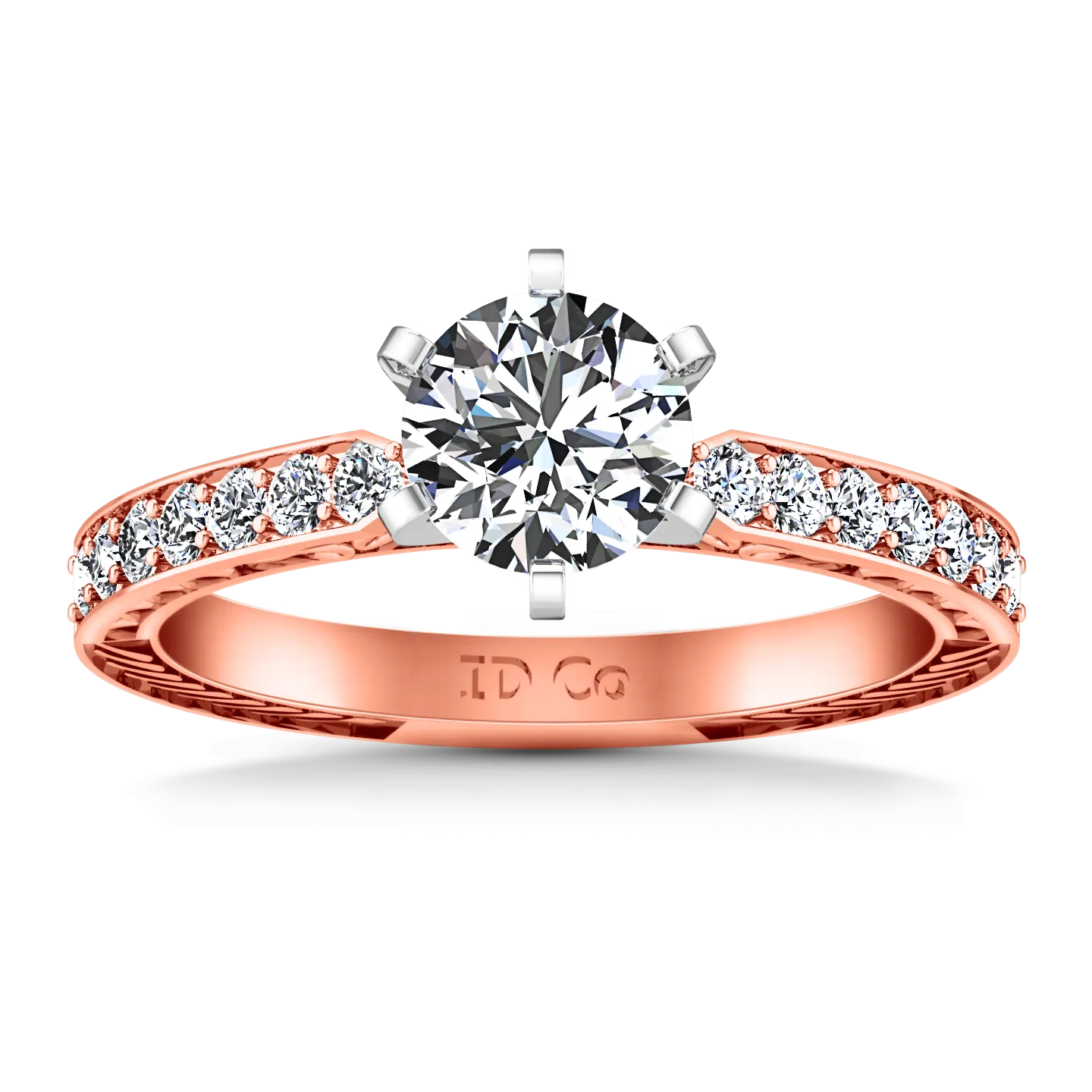 Pave Engagement Ring Arabesque 14K Rose Gold