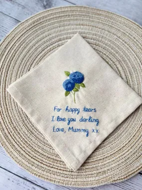 Personalized Embroidered Hydrangea Handkerchiefs