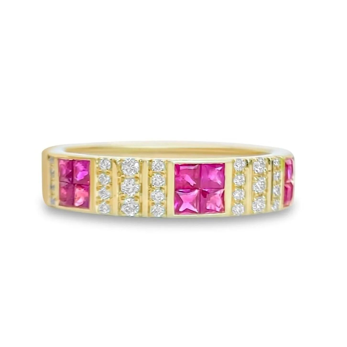 Pinstripe Strength Diamond & Gemstone Skinny Cigar Band Ring