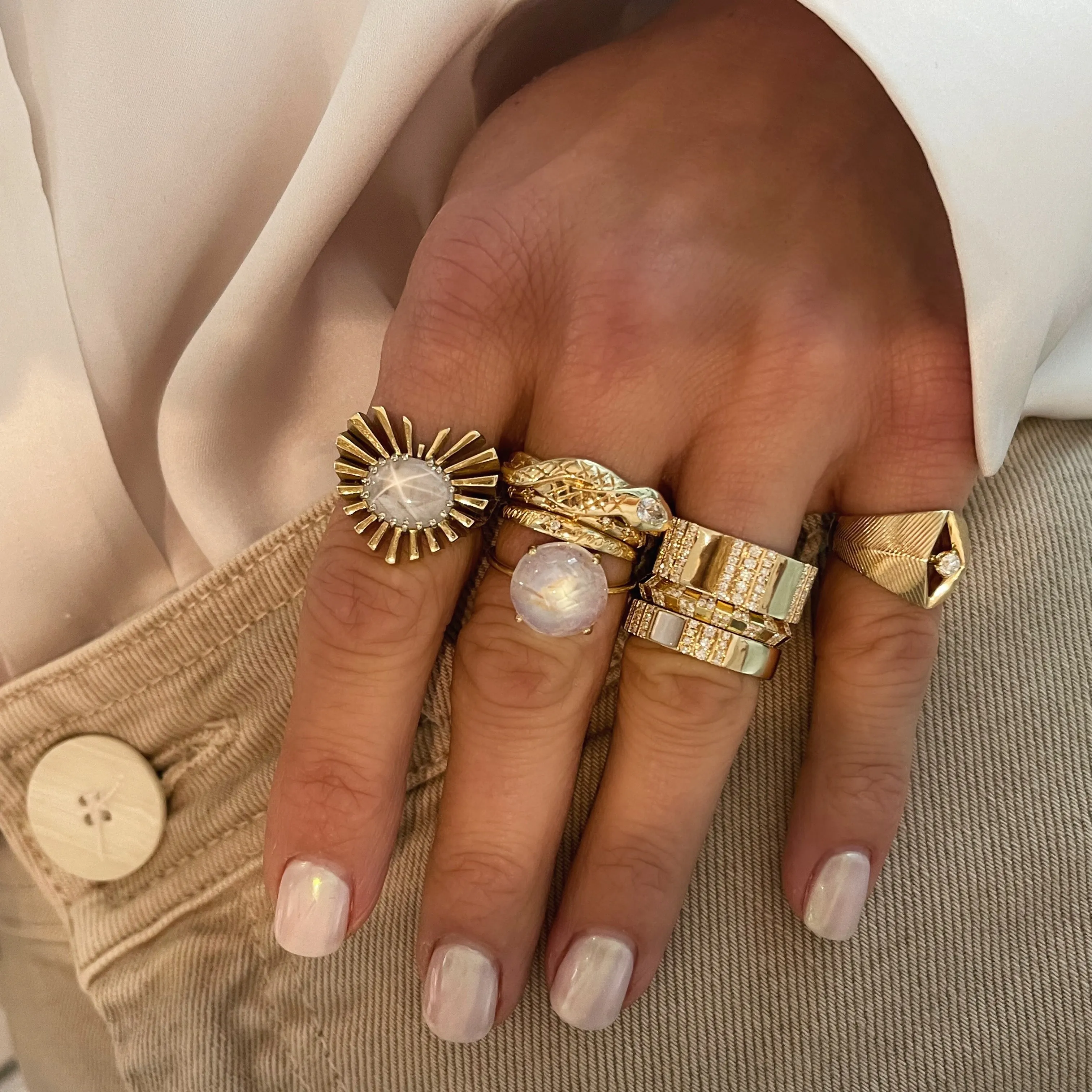 Pinstripe Strength Diamond & Gemstone Skinny Cigar Band Ring