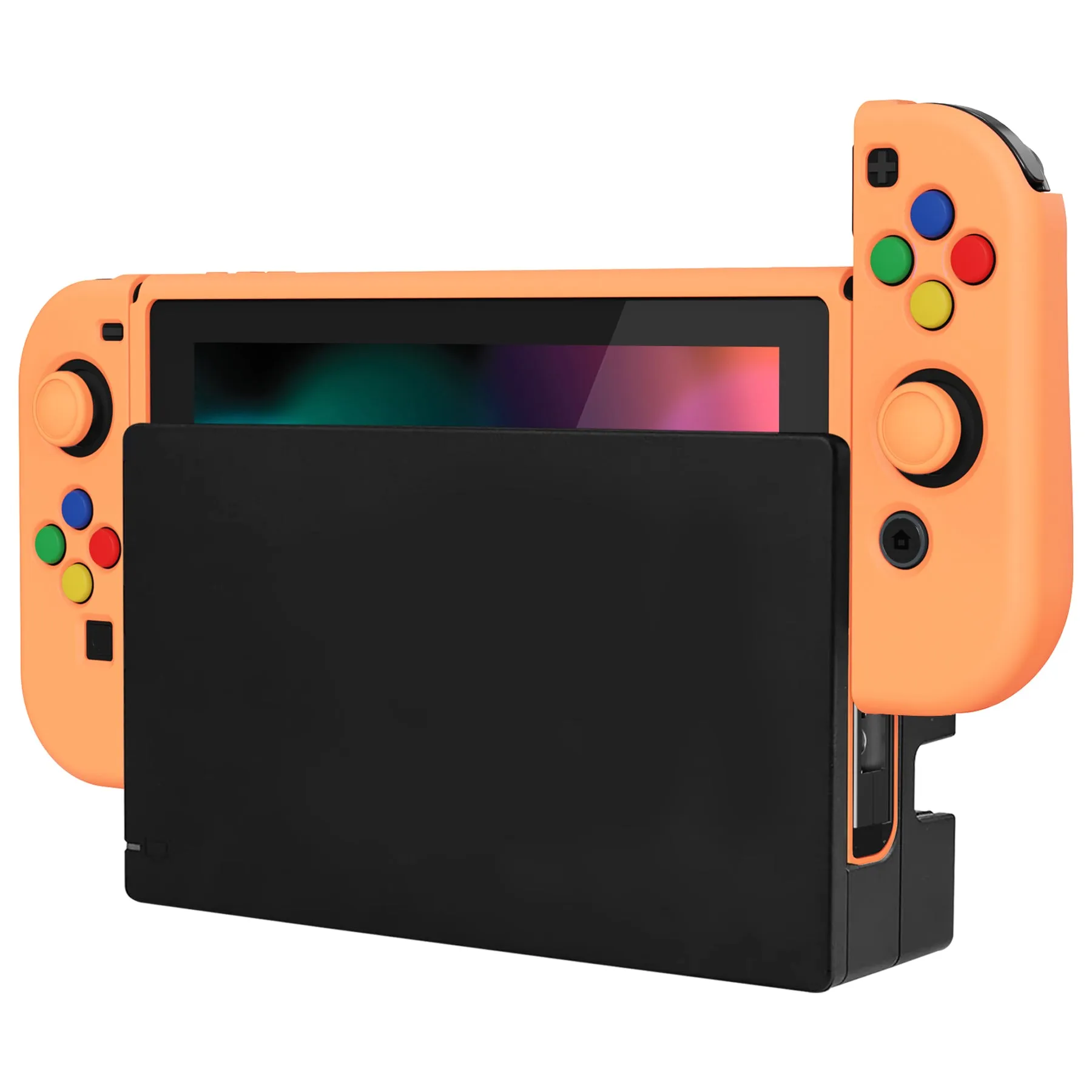 PlayVital ZealProtect Soft Protective Case for Nintendo Switch, Flexible Cover Protector for Nintendo Switch with Tempered Glass Screen Protector & Thumb Grip Caps & ABXY Direction Button Caps - Apricot Yellow - RNSYM5012