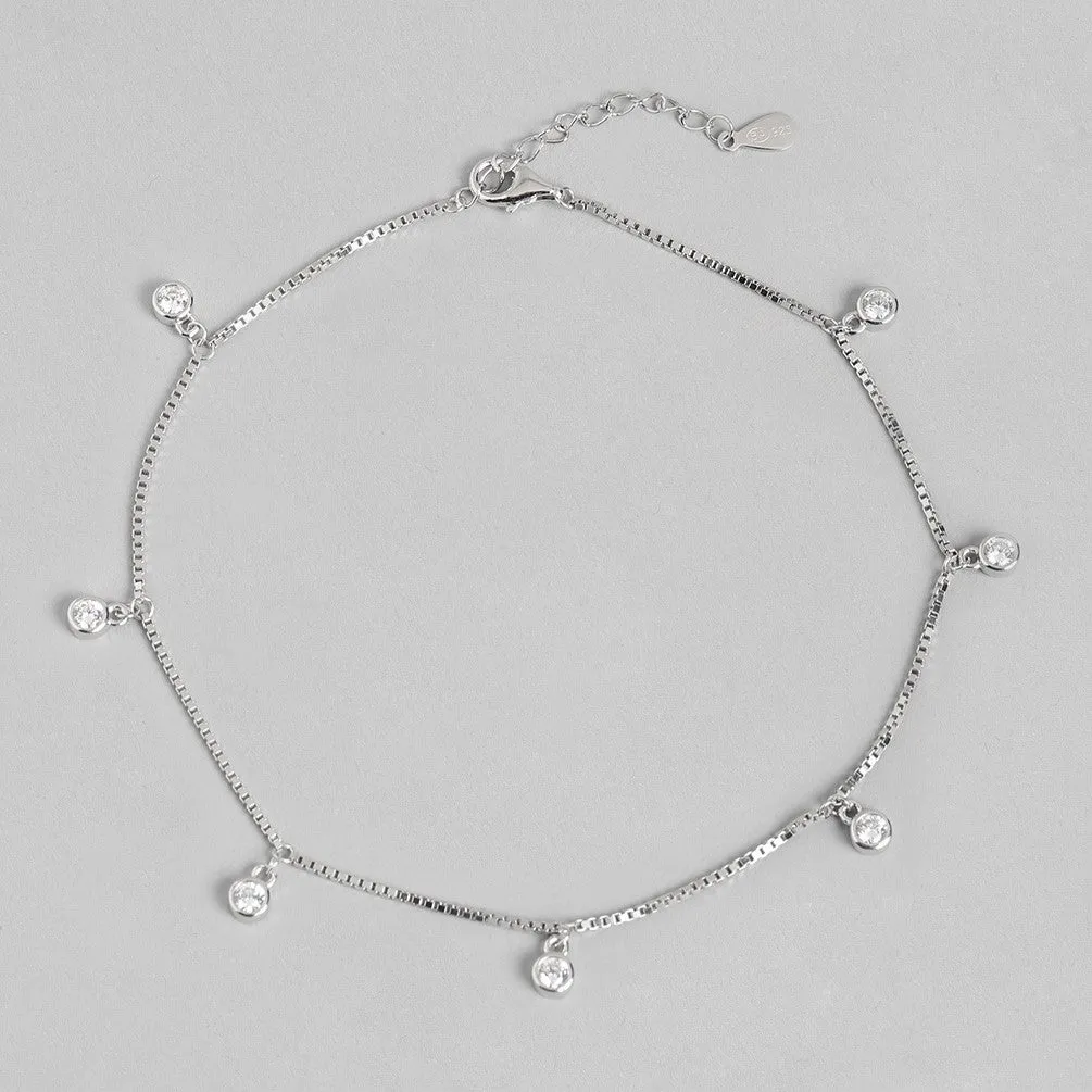 Pretty Delicate Drops 925 Silver Anklets