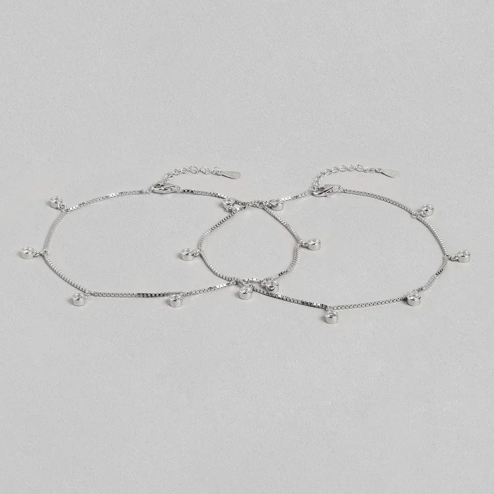 Pretty Delicate Drops 925 Silver Anklets
