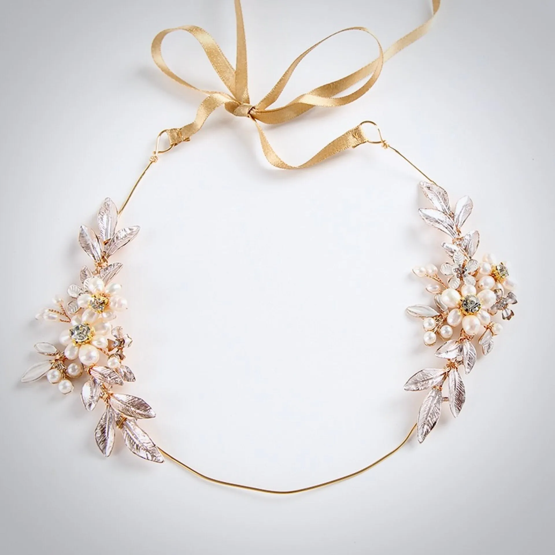 "Beatrice" - Gold Pearl Bridal Headband