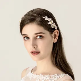 "Beatrice" - Gold Pearl Bridal Headband