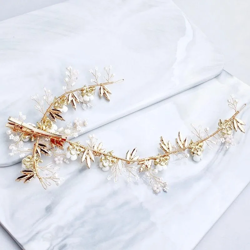 "Genoa" - Pearl and Crystal Bridal Hair Clip/Vine - Available in Silver and Gold
