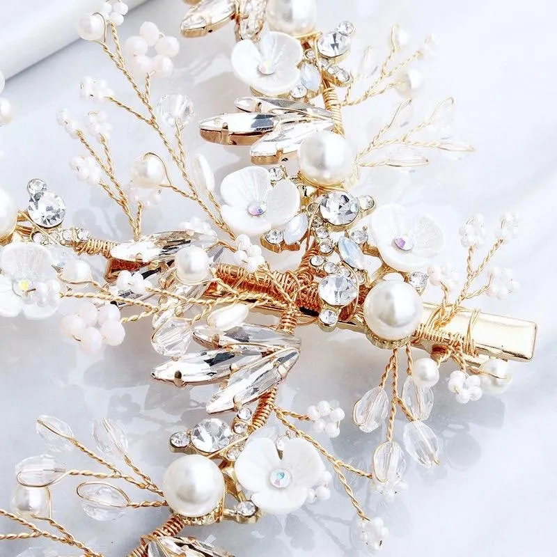 "Genoa" - Pearl and Crystal Bridal Hair Clip/Vine - Available in Silver and Gold