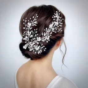 "Genoa" - Pearl and Crystal Bridal Hair Clip/Vine - Available in Silver and Gold