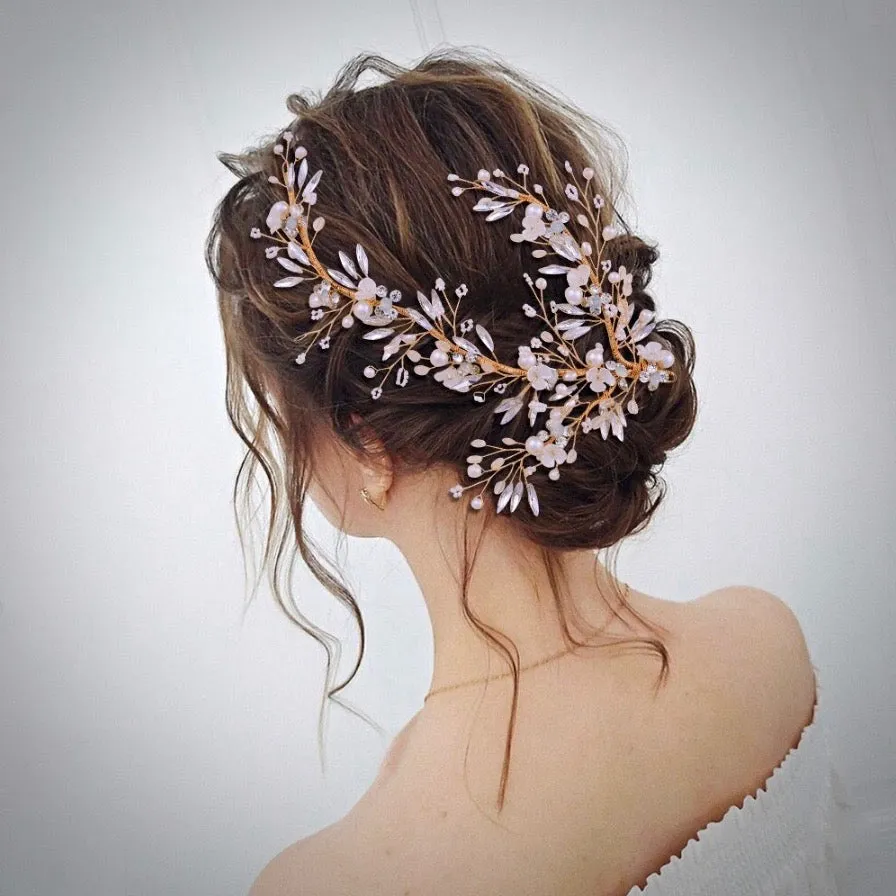 "Genoa" - Pearl and Crystal Bridal Hair Clip/Vine - Available in Silver and Gold