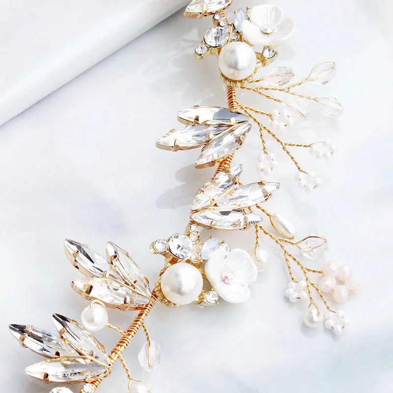 "Genoa" - Pearl and Crystal Bridal Hair Clip/Vine - Available in Silver and Gold
