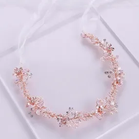 "Gracelynn" - Rose Gold Swarovski Pearl and Opal Bridal Headband