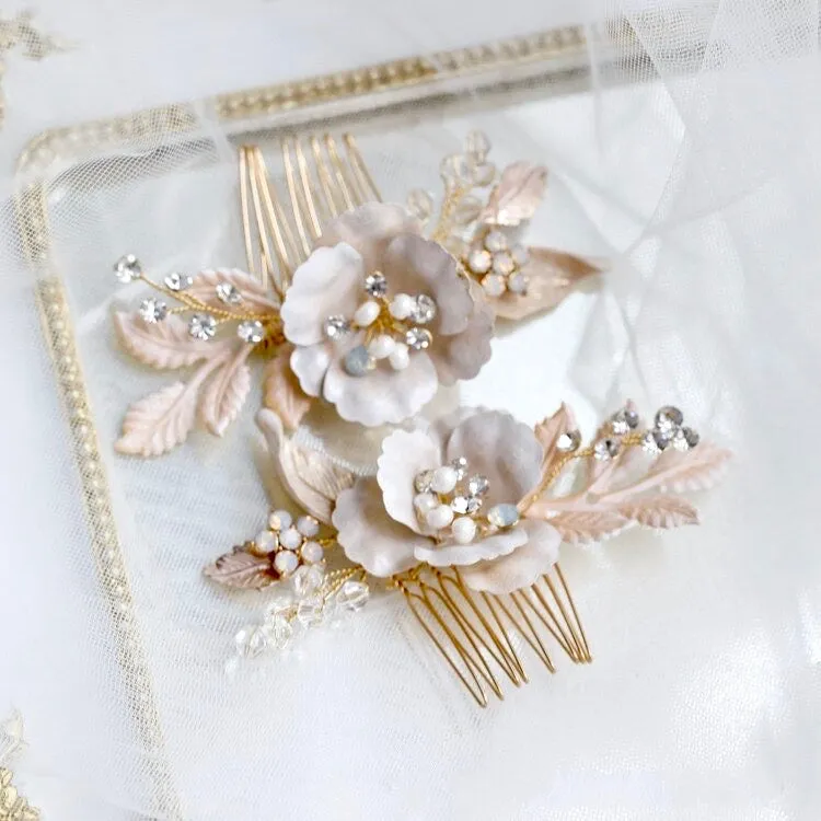 "Loralyn" - Bohemian Gold Bridal Hair Comb