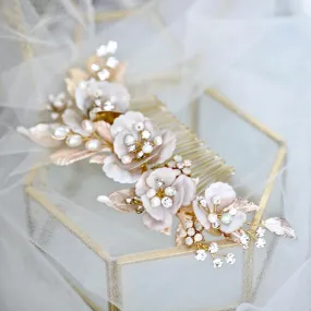"Loralyn" - Bohemian Gold Bridal Hair Comb