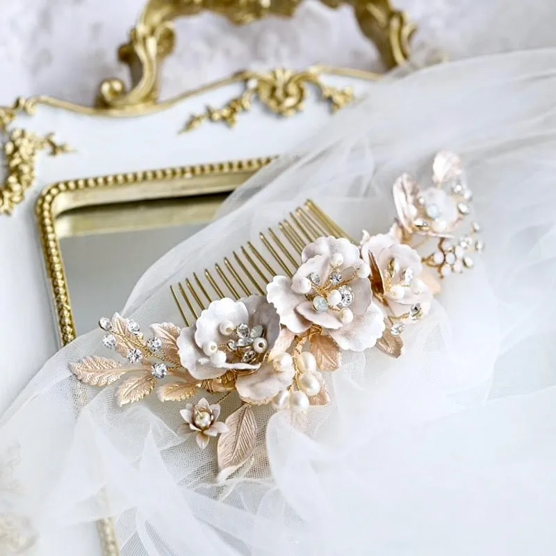 "Loralyn" - Bohemian Gold Bridal Hair Comb