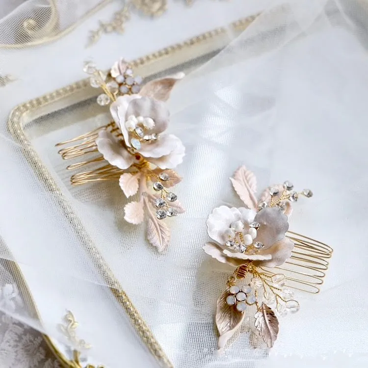 "Loralyn" - Bohemian Gold Bridal Hair Comb