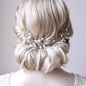 "Lyla" - Pearl and Crystal Bridal Headband / Vine - Available in Rose Gold, Silver and Yellow Gold
