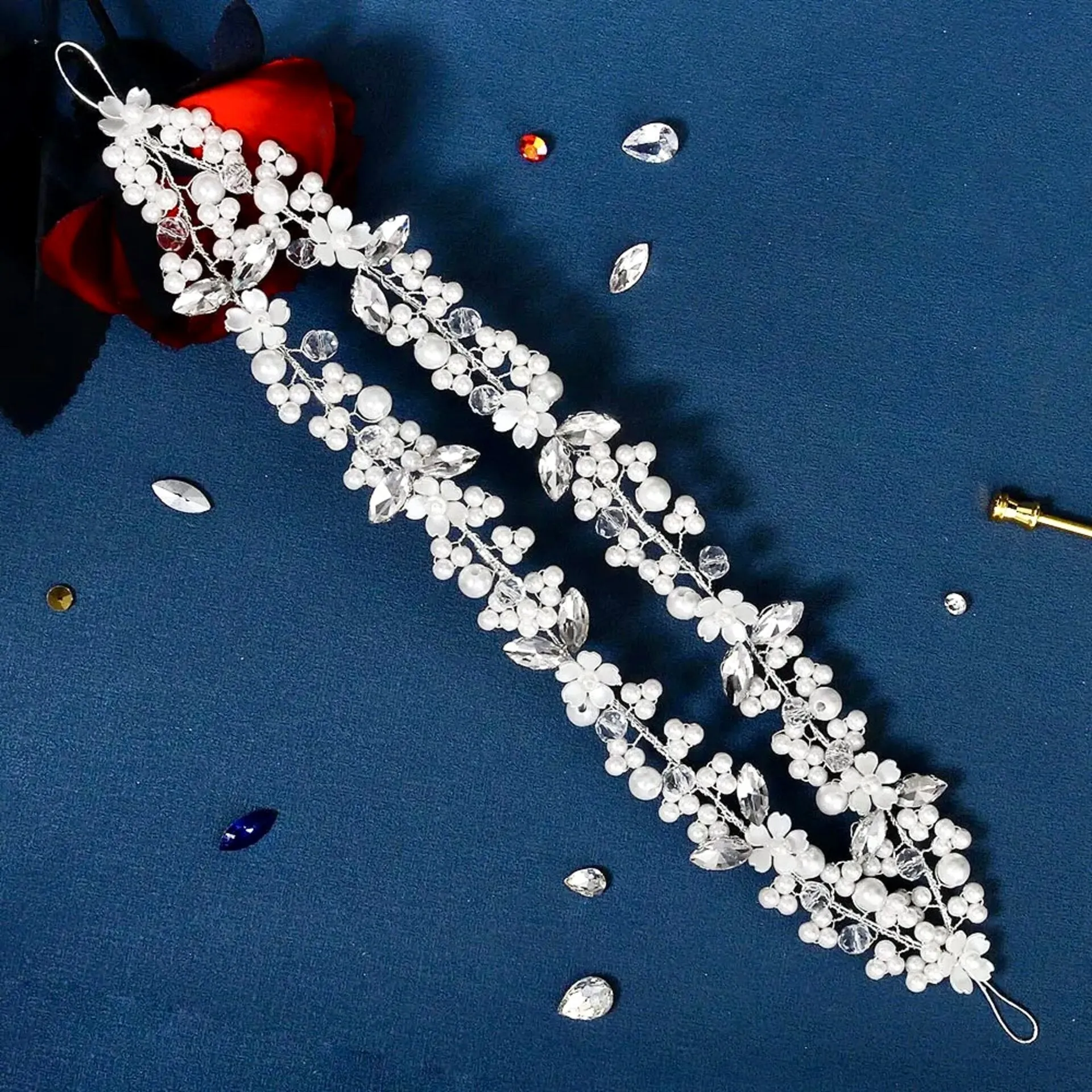 "Nikko" - Pearl and Crystal Bridal Double Headband