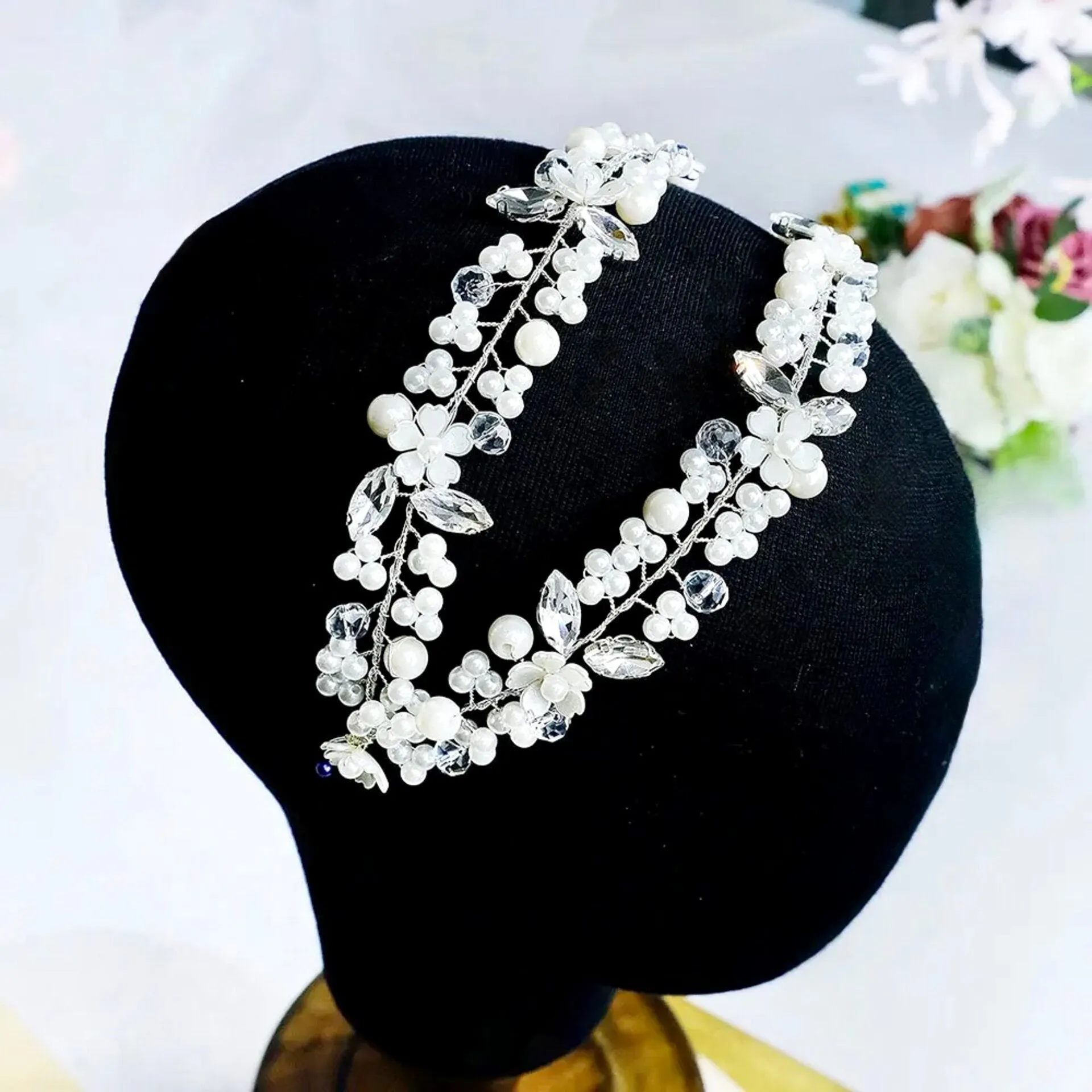 "Nikko" - Pearl and Crystal Bridal Double Headband