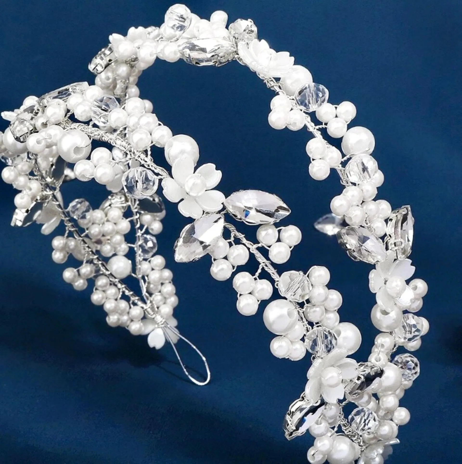 "Nikko" - Pearl and Crystal Bridal Double Headband