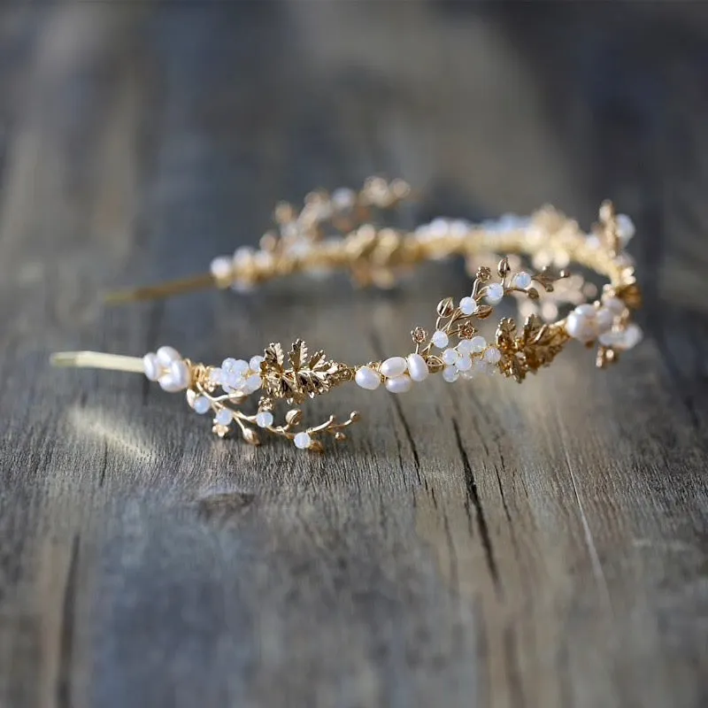 "Reatta" - Opal and Freshwater Pearl Bridal Headband