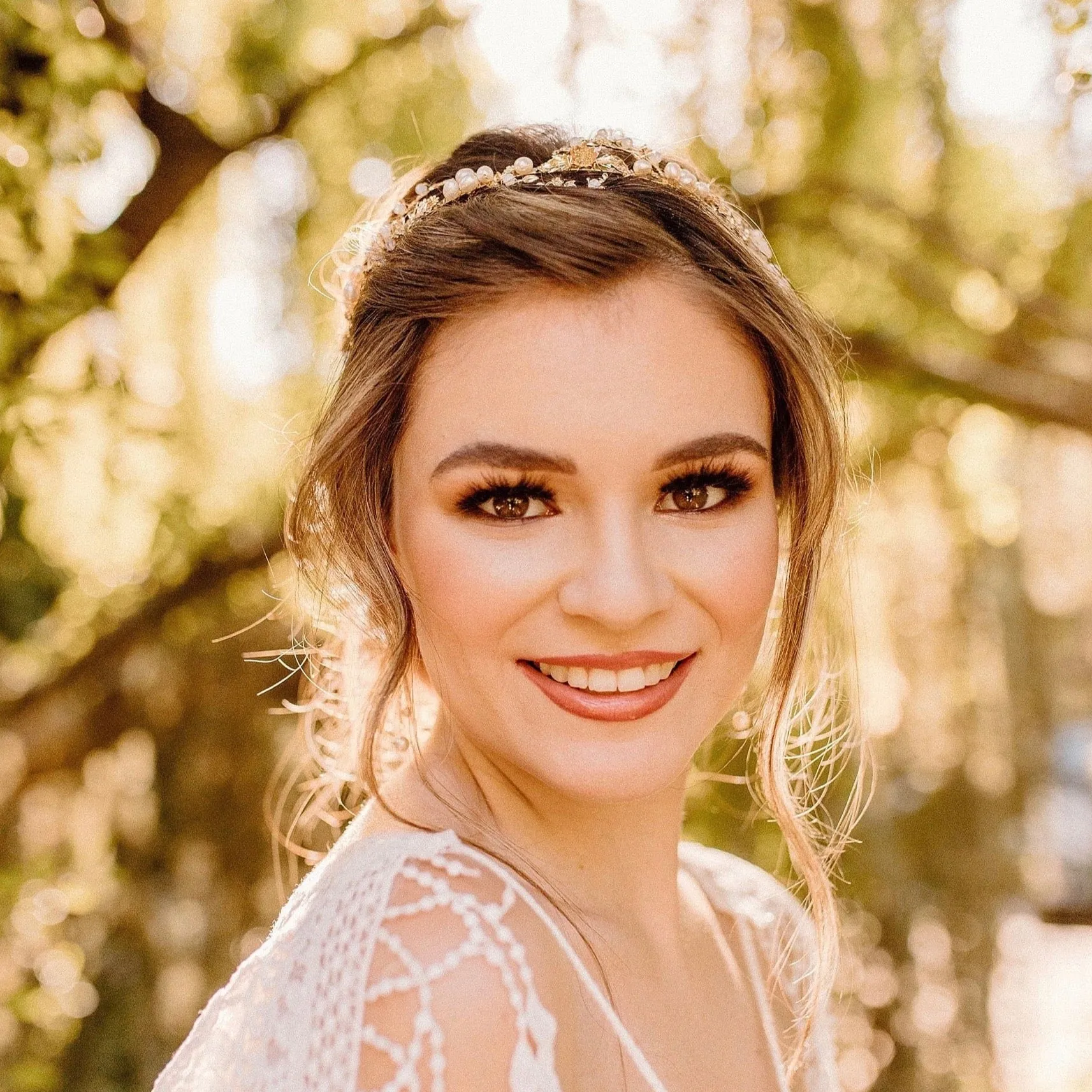 "Reatta" - Opal and Freshwater Pearl Bridal Headband