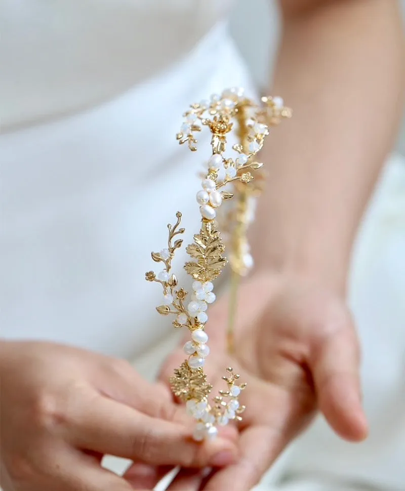 "Reatta" - Opal and Freshwater Pearl Bridal Headband
