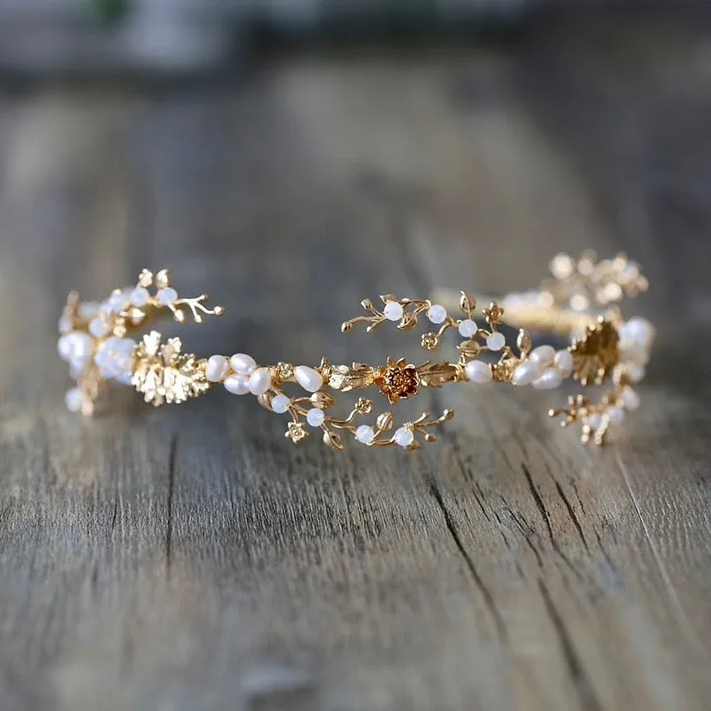 "Reatta" - Opal and Freshwater Pearl Bridal Headband