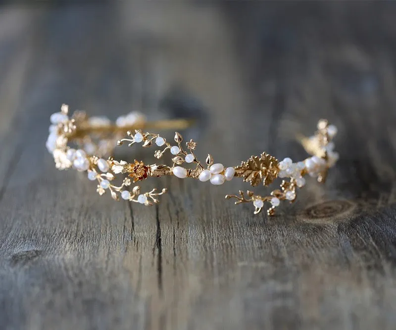 "Reatta" - Opal and Freshwater Pearl Bridal Headband