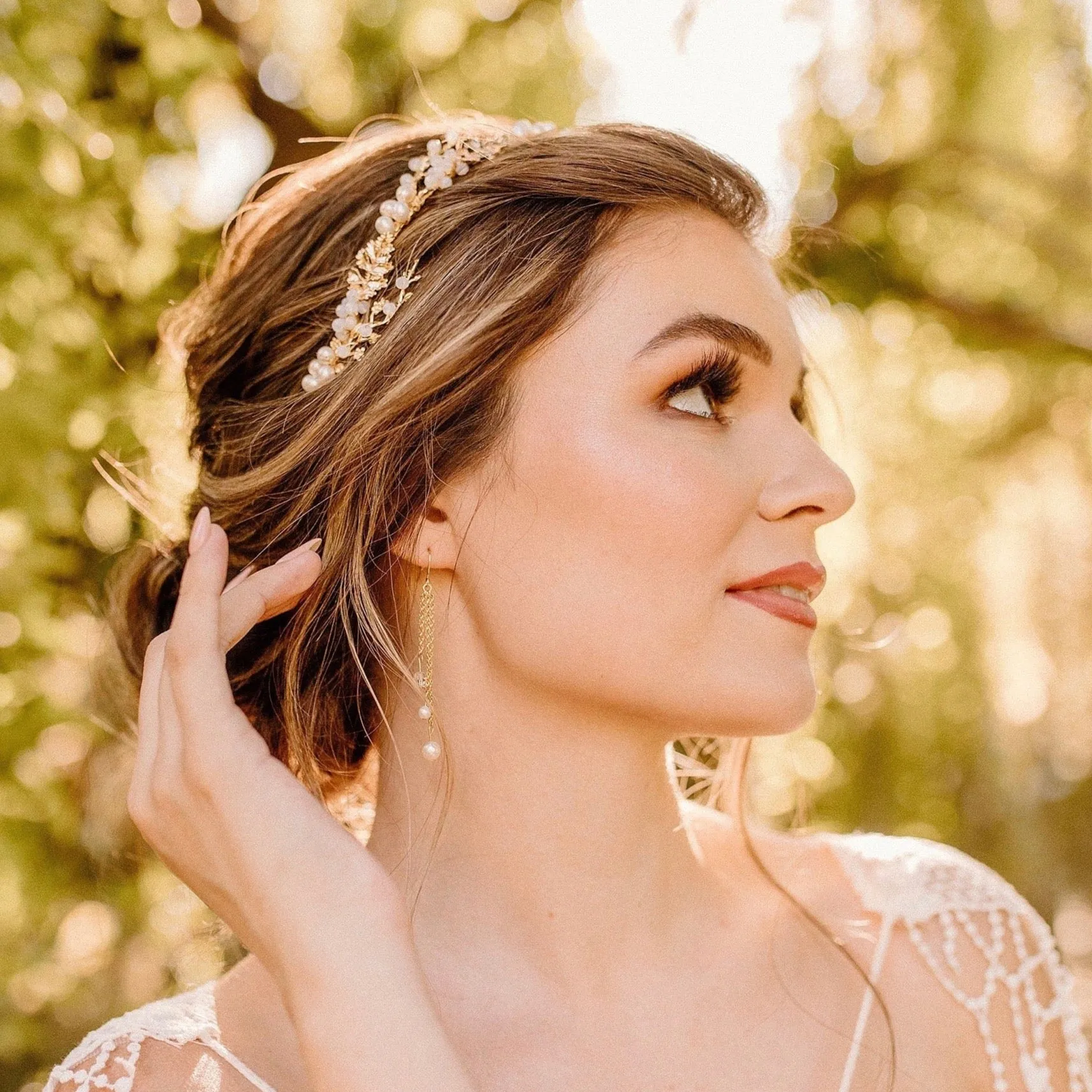 "Reatta" - Opal and Freshwater Pearl Bridal Headband